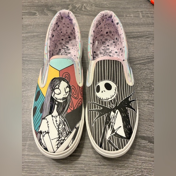 🖤 Disney Nightmare Before Christmas Jack & Sally Slip On Sneakers Size 11 - Picture 16 of 17